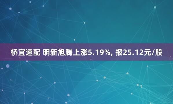 桥宜速配 明新旭腾上涨5.19%, 报25.12元/股