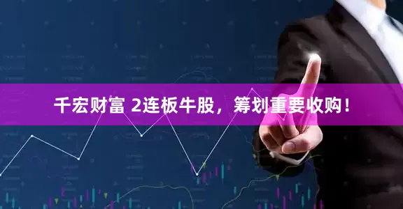 千宏财富 2连板牛股，筹划重要收购！